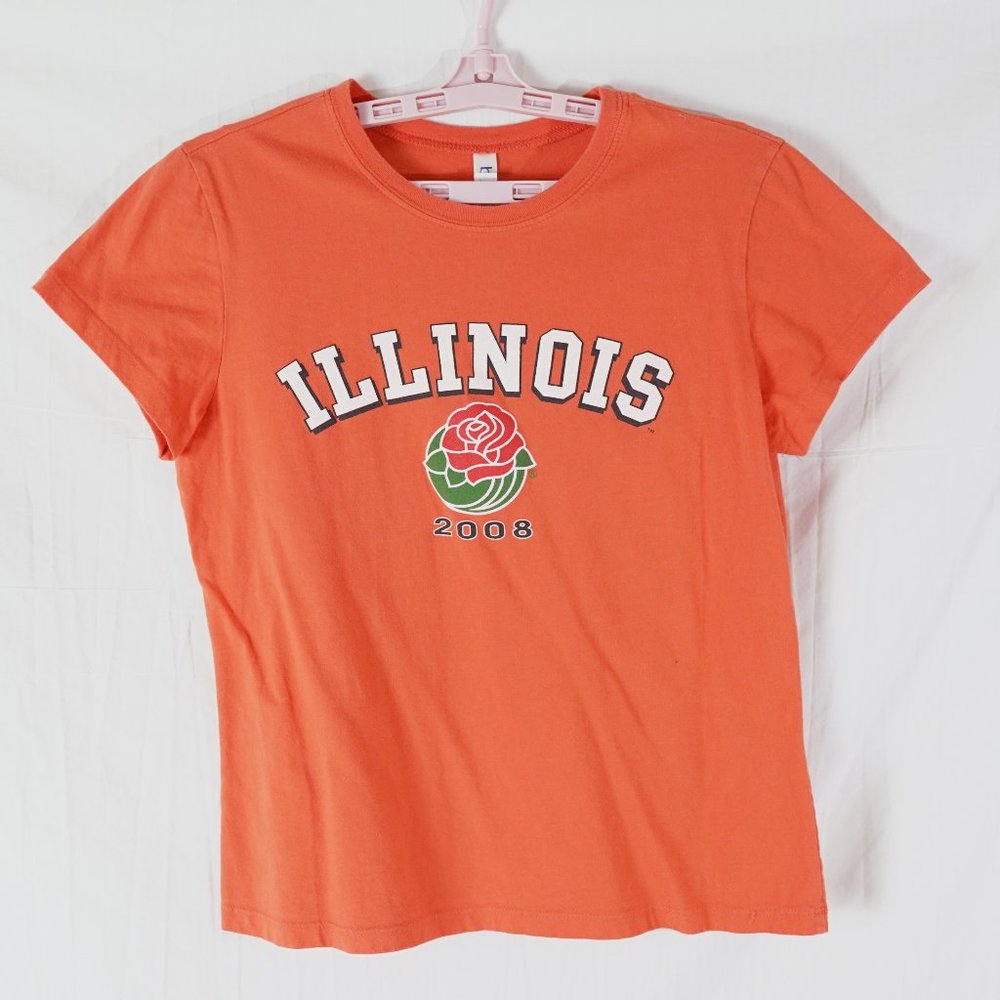 Rose bowl 2008 Illinois Fighting Illini Adult T-shirt Size Large Orange Print